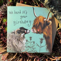 verjaardagskaart alex clark - we herd it's your birthday - koe en schaap