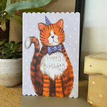 verjaardagskaart alex clark - happy birthday - kat met vlinderdas
