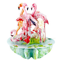 3D kaart - pirouettes cards - flamingo's