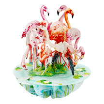 3D kaart - pirouettes cards - flamingo's