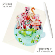3D kaart - pirouettes cards - flamingo's