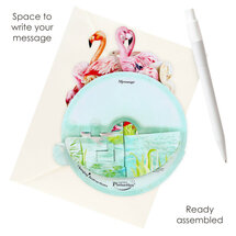 3D kaart - pirouettes cards - flamingo's