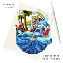 3D kaart - pirouettes cards - surfen bij het strand