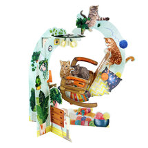 3d wenskaart - pendulum - katten op schommelstoel