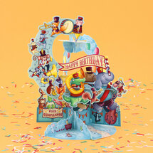 3d wenskaart - pendulum - dieren fanfare - happy birthday