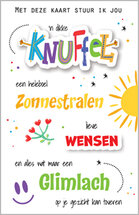 wenskaart - knuffel en zonnestralen