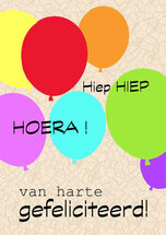 grote felicitatiekaart a4 - hoera van harte gefeliciteerd