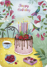 verjaardag ansichtkaart van Mila - happy birthday -taart