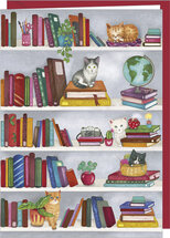 wenskaart correspondances Mila - kittens in boekenkast