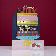 lasergesneden wenskaart blossom - happy birthday - taart