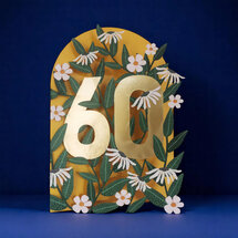 60 jaar - lasergesneden wenskaart blossom - witte bloemen