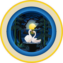 3D pop up wenskaart - a cup of tea - zwanen