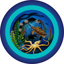 3D pop up wenskaart - a cup of tea - zeedieren