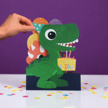 lasergesneden kaart met bewegende ogen - Aww! So Cute! - happy b-day - dinosaurus