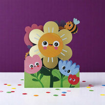 lasergesneden kaart met bewegende ogen - Aww! So Cute! - bloemen