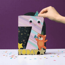 7 jaar - lasergesneden kaart met bewegende ogen - Aww! So Cute! - tijger