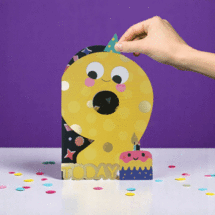 9 jaar - lasergesneden kaart met bewegende ogen - Aww! So Cute! - taart