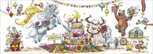 uitklapbare verjaardagskaart cache-cache - happy birthday - paard trekt kar met taart