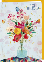wenskaart correspondances Jehanne Weyman - veel beterschap - bloemen