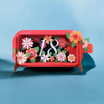 18 jaar - 3D pop up wenskaart - message in a bottle - bloemen