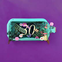 30 jaar - 3D pop up wenskaart - message in a bottle - bloemen