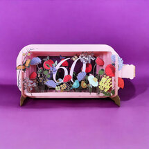 60 jaar - 3D pop up wenskaart - message in a bottle - bloemen
