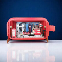 3D pop up wenskaart - message in a bottle - londen