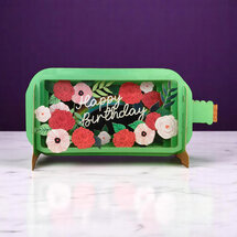3D pop up verjaardagskaart - message in a bottle - happy birthday - bloemen