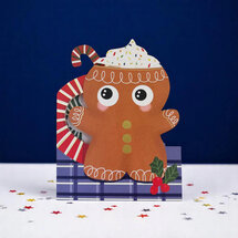 lasergesneden kerstkaart met bewegende ogen - Aww! So Cute! - peperkoekmannetje