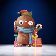 lasergesneden kerstkaart met bewegende ogen - Aww! So Cute! - peperkoekmannetje - 2