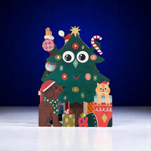 lasergesneden kerstkaart met bewegende ogen - Aww! So Cute! - kerstboom