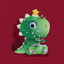 wiebelhoofd kerstkaart - dinosaurus