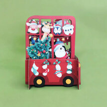 3d pop-up kerstkaart miniature greetings - kerstbus