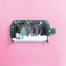3D pop up kerstkaart - message in a bottle - dansen in de sneeuw