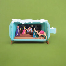 3D pop up christelijke kerstkaart - message in a bottle - 3 koningen -b