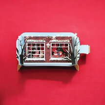 3D pop up kerstkaart - message in a bottle - honden voor raam