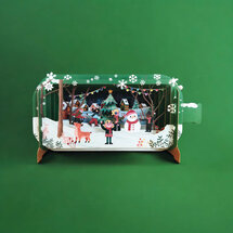 3D pop up kerstkaart - message in a bottle - sneeuwpop