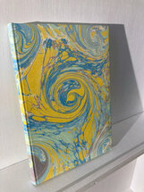 luxe A5 gelinieerd notitieboek - bruin, groen, geel, blauw