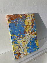 luxe gelinieerd notitieboek - blauw, geel, bruin