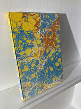 luxe gelinieerd notitieboek - blauw, geel, bruin