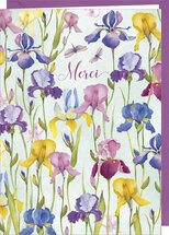 bedankkaart correspondances - merci - bloemen, iris