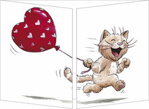 uitklapbare wenskaart cache-cache - kat en hartballon