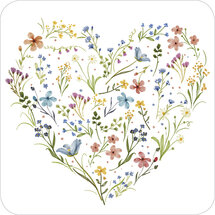 vierkante ansichtkaart met envelop van Rosie Hilyer - bloemenhart