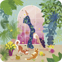 vierkante ansichtkaart met envelop van Audrey Bussi - yoga