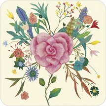 vierkante ansichtkaart met envelop van Izou - rozenhart