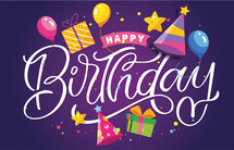 verjaardagskaart - happy birthday - paars