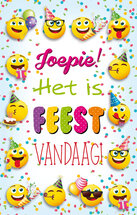 felicitatiekaart - joepie het is feest vandaag - smiley