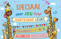 verjaardagskaart - hartstikke leuke verjaardagskaart - giraffe