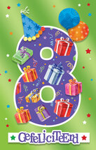 8 jaar verjaardagskaart - gefeliciteerd - cadeau