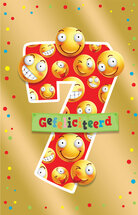 7 jaar verjaardagskaart - gefeliciteerd - smiley